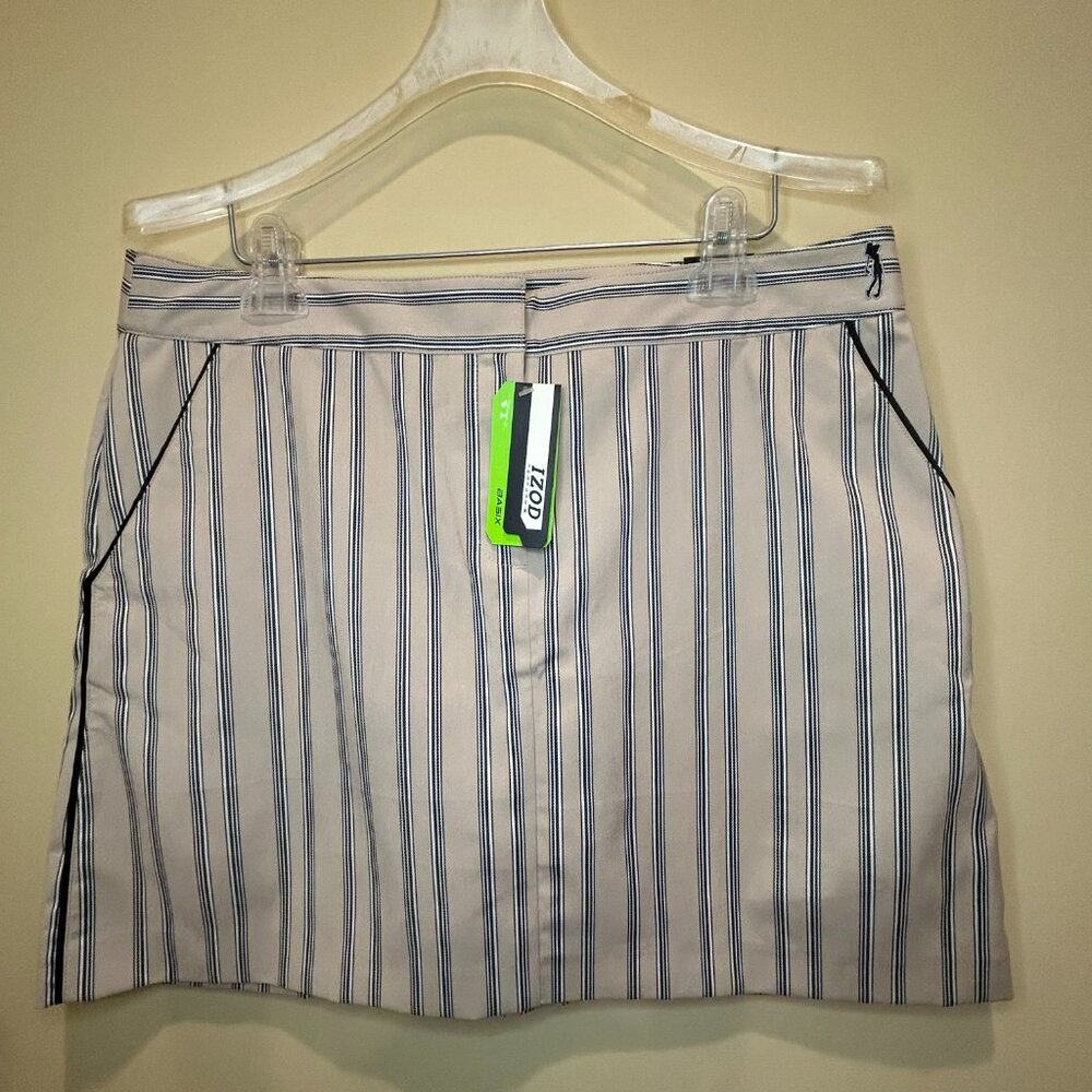 IZOD Perform Sz 6 Cool-FX Beige Black Striped Stretch Golf Skort Skirt